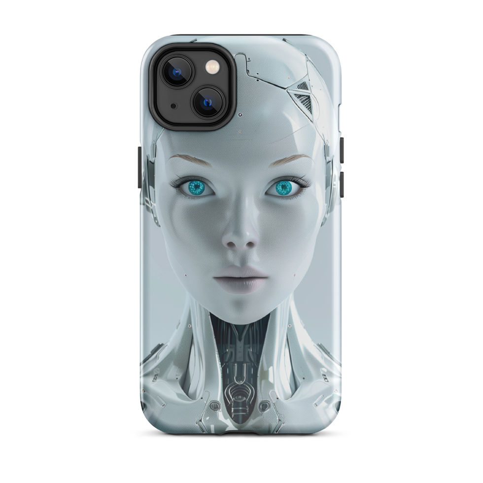 Wireless-charging iPhone case with Nova Ascend cybernetic portrait