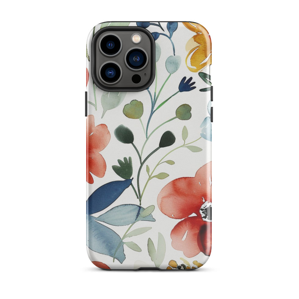 Watercolour Bloom tough case for iPhone 14, protective orange-and-green floral painting, image 12