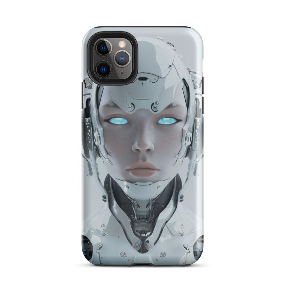 Eon Vanguard AI face on an icy neutral background; front product view on an iPhone® Tough Case.