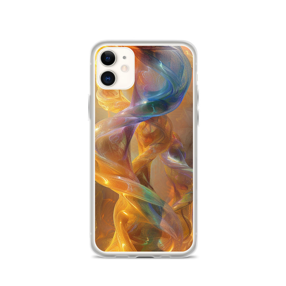 "Intertwining Entities" clear iPhone case with dark violet accents, full case artwork