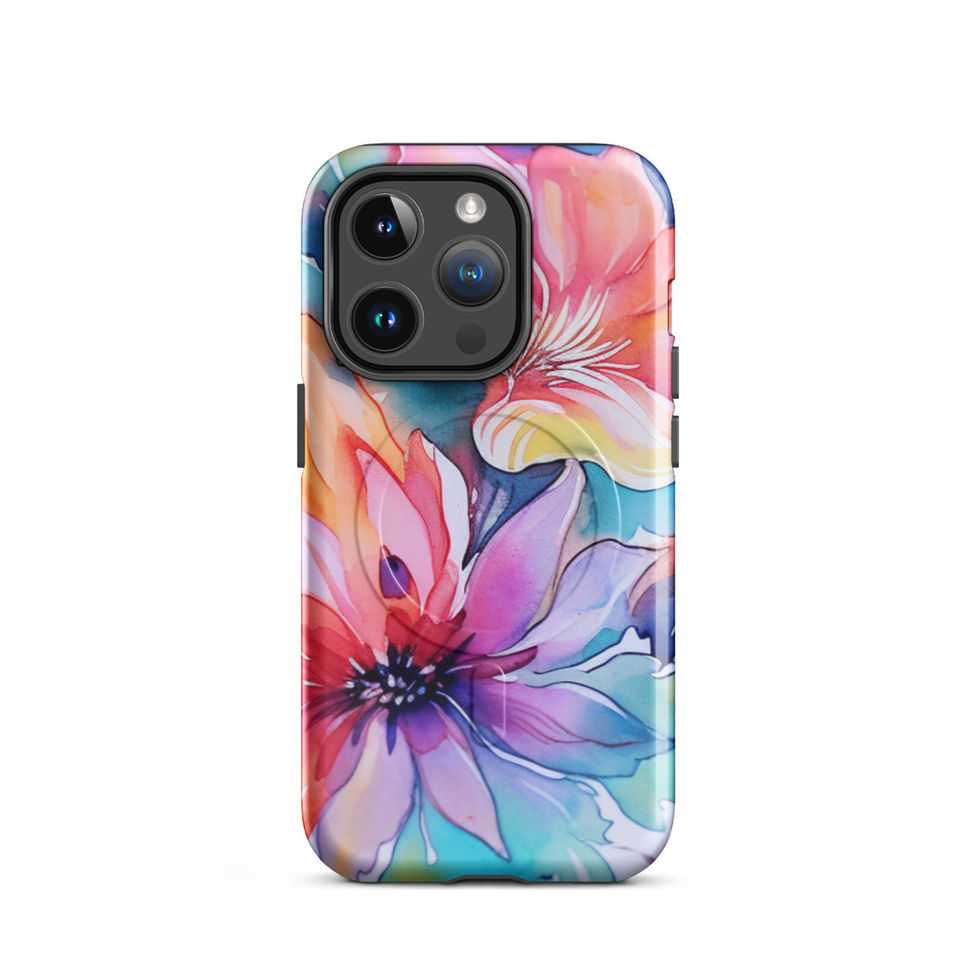 Wild Bloom Whispers MagSafe Tough Case for iPhone 14 Pro Max, colourful floral front view 4