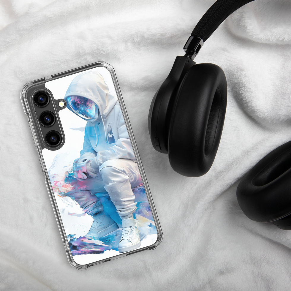 Fluro Space Traveller astronaut artwork on a clear Samsung phone case โ gallery image 50