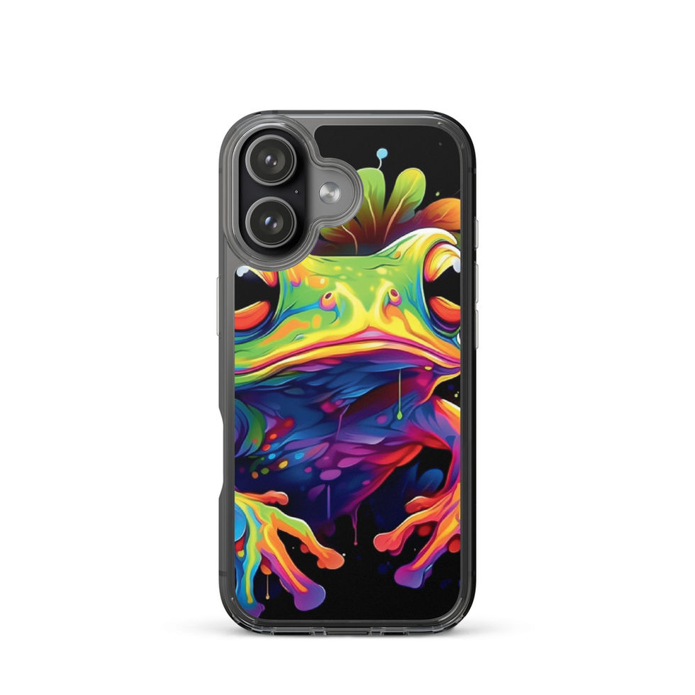 Neon Hopper electric frog illustration on clear iPhone case — gallery view 01