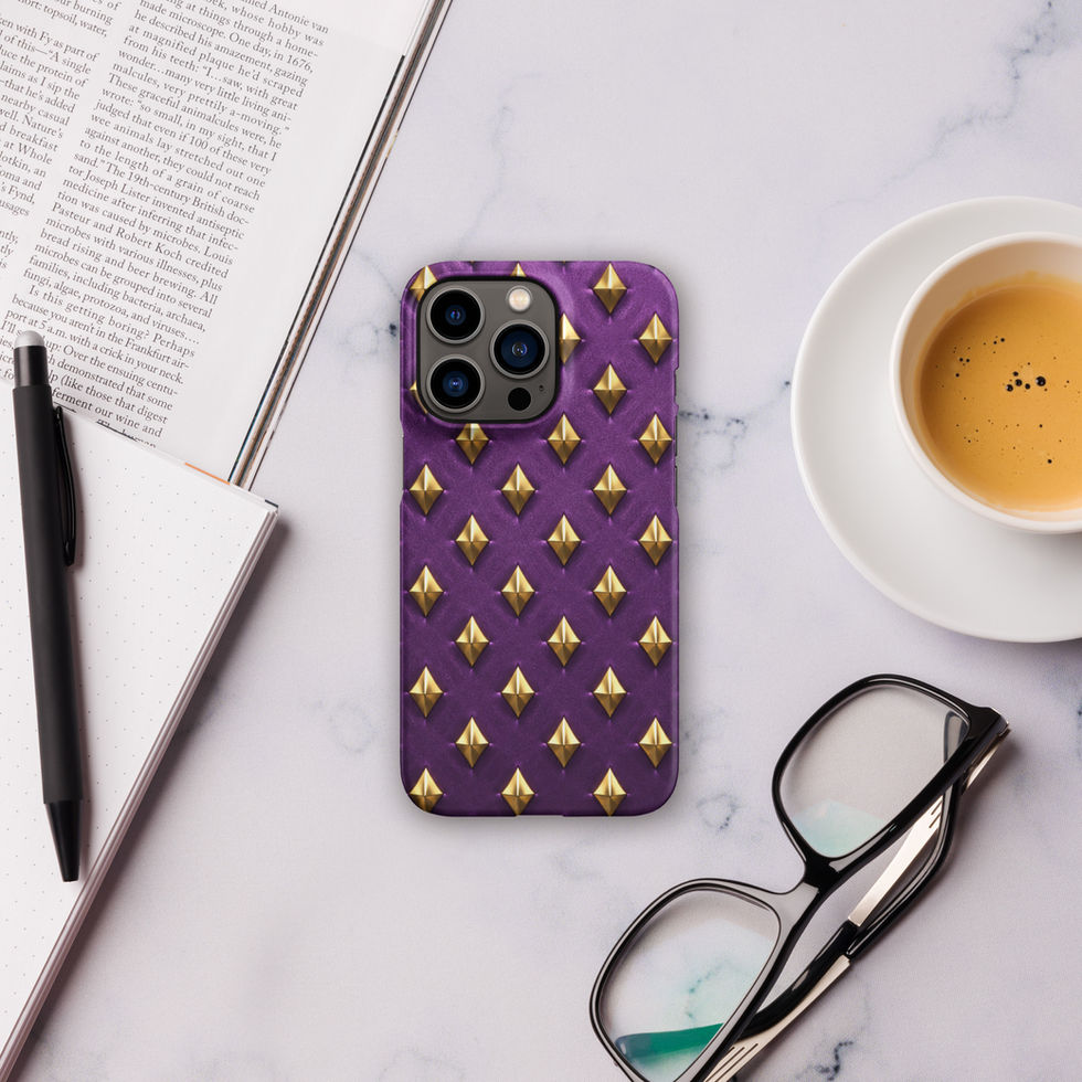 Amethyst Gold Diamonds snap case for iPhone 13 Pro, gold-look diamonds on amethyst purple