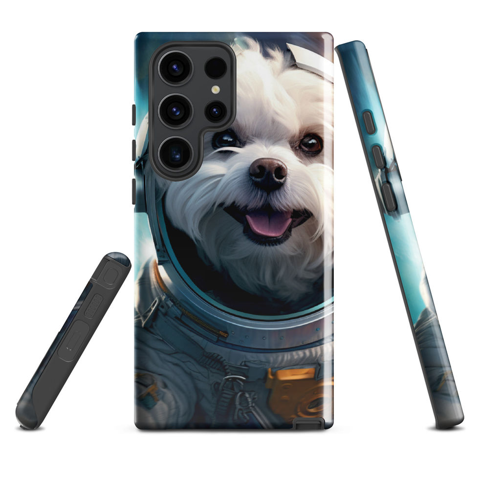 Cosmo Pup galaxy dog Samsung tough case โ full case view in studio mockup