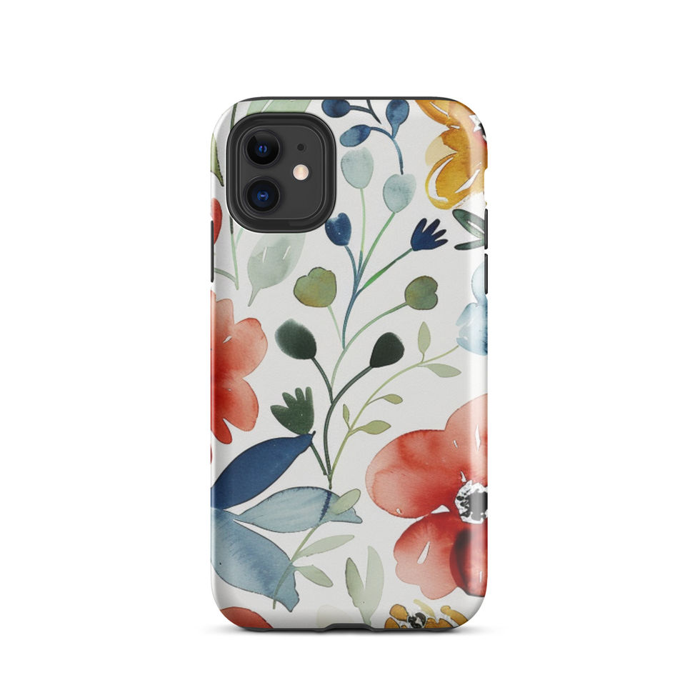 Watercolour Bloom tough case for iPhone 11 Pro, protective orange-and-green floral painting, image 2