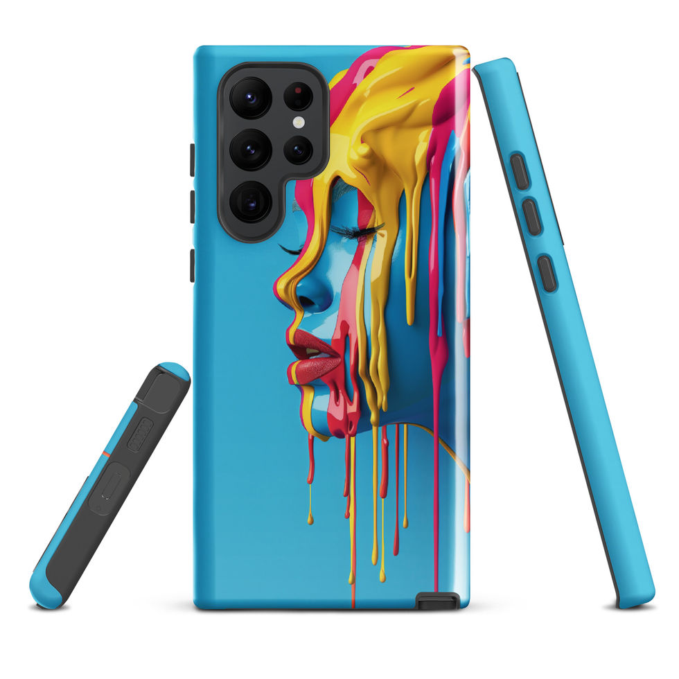Melted Serenity tough case for Samsung with peaceful flowing portrait art, side profile, preview 4