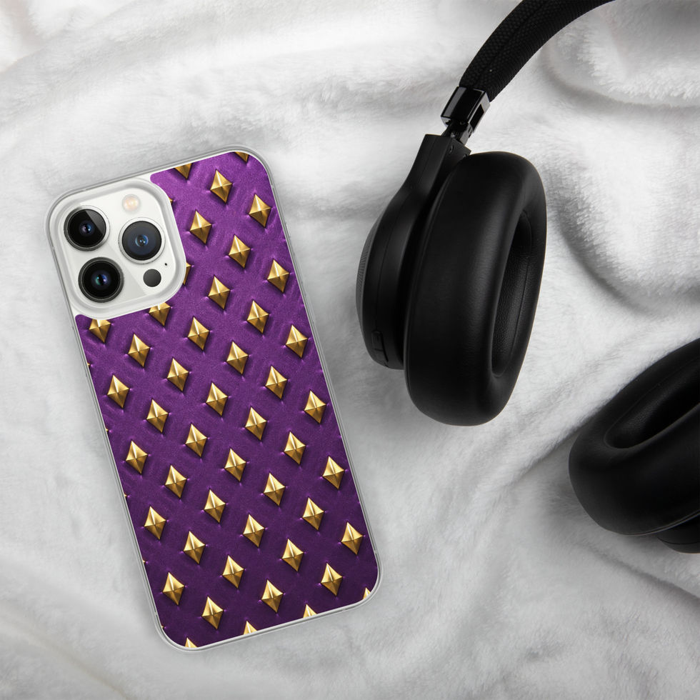 Amethyst Gold Diamonds clear case for iPhone 13 Pro Max, gold-look diamonds on amethyst purple, alternate view 2