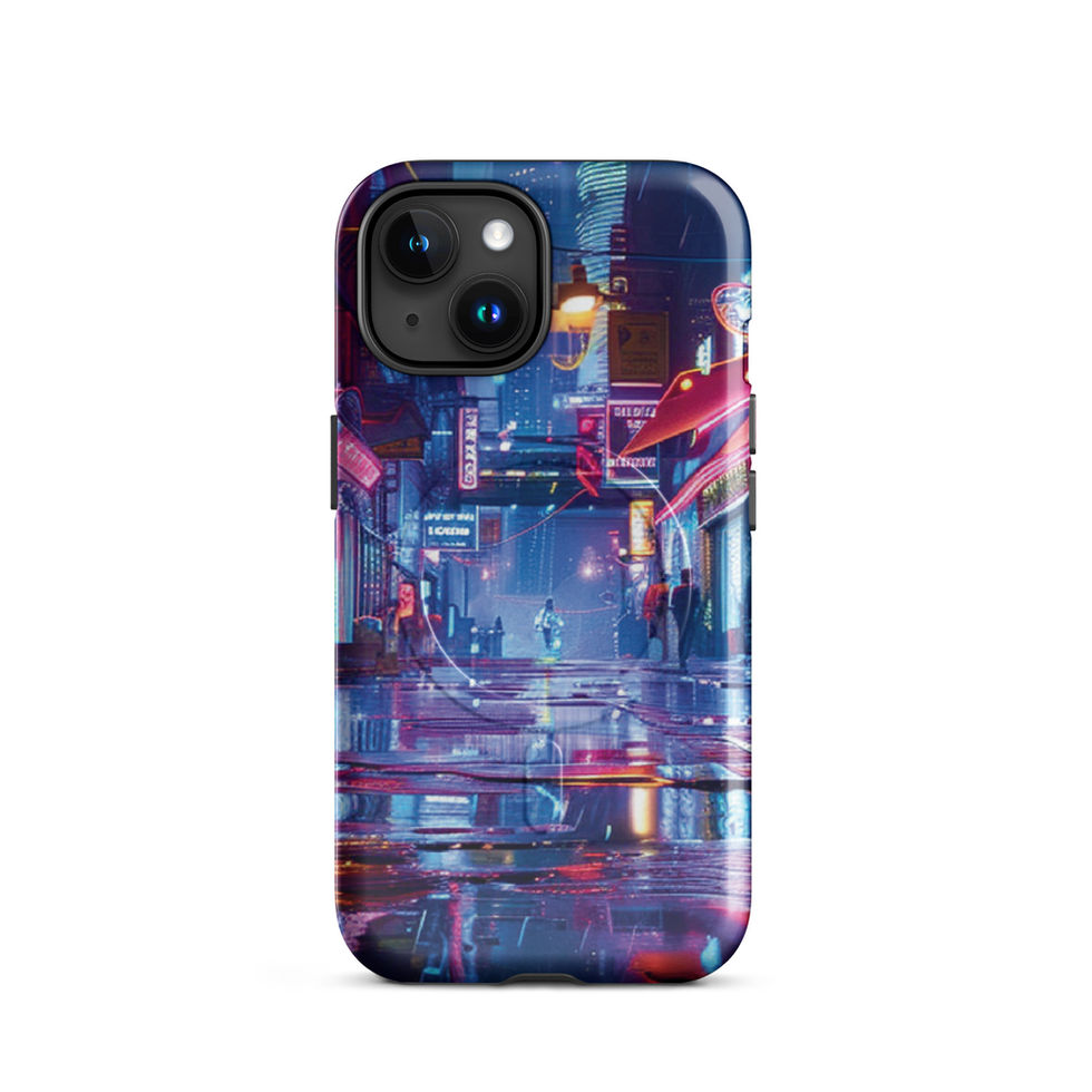 Neon Alleyway MagSafe tough iPhone case with vivid cyberpunk backstreet artwork — gallery view 06