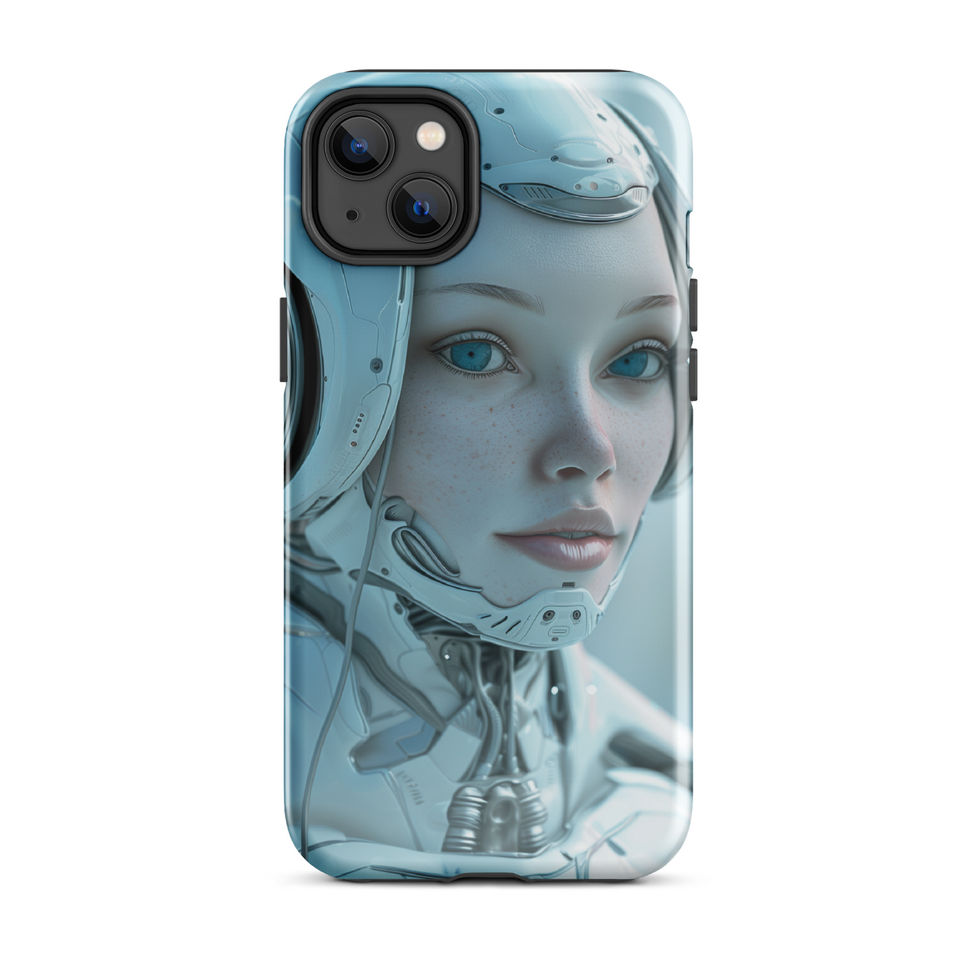 Cybernetic Muse android with delicate temple technology; close-up detail on an iPhone® Tough Case.