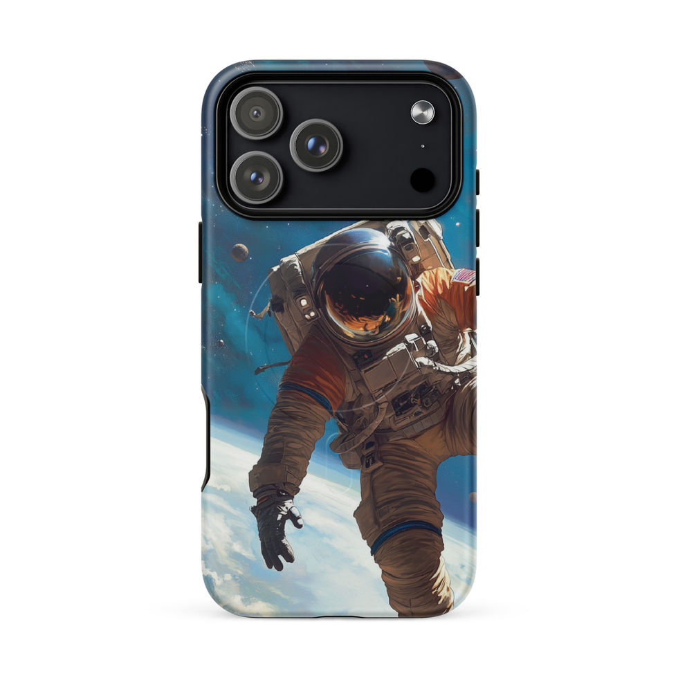 Full view of the copper-suited astronaut on a MagSafe case