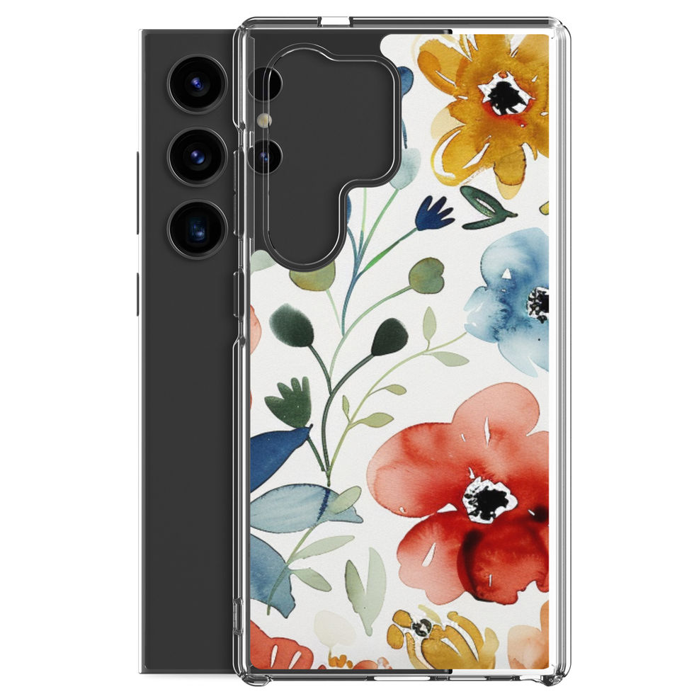 Watercolour Bloom clear case for Samsung Galaxy S25 Plus, orange floral brushwork, image 33