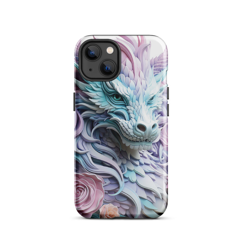 Serene Blossom Dragon floral dragon artwork on a tough iPhone case โ gallery view 10