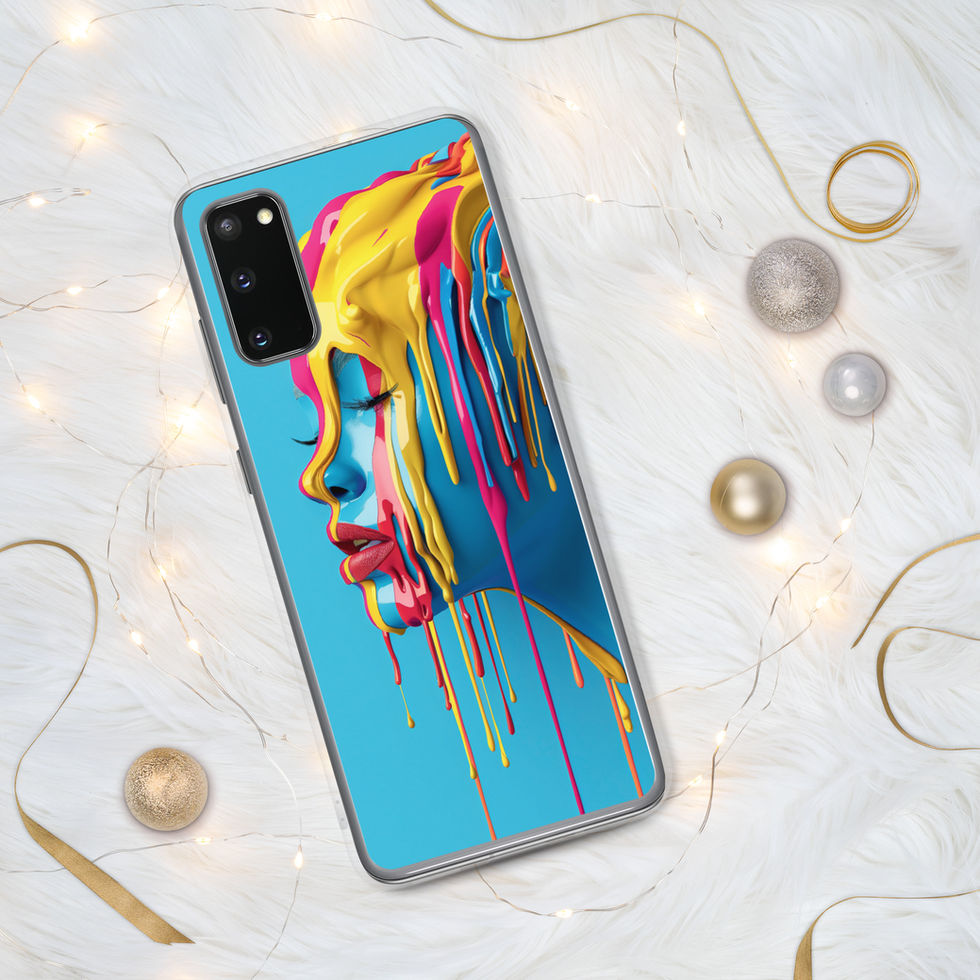 Melted Serenity clear case for Samsung with calm surreal portrait artwork, side profile, preview 4