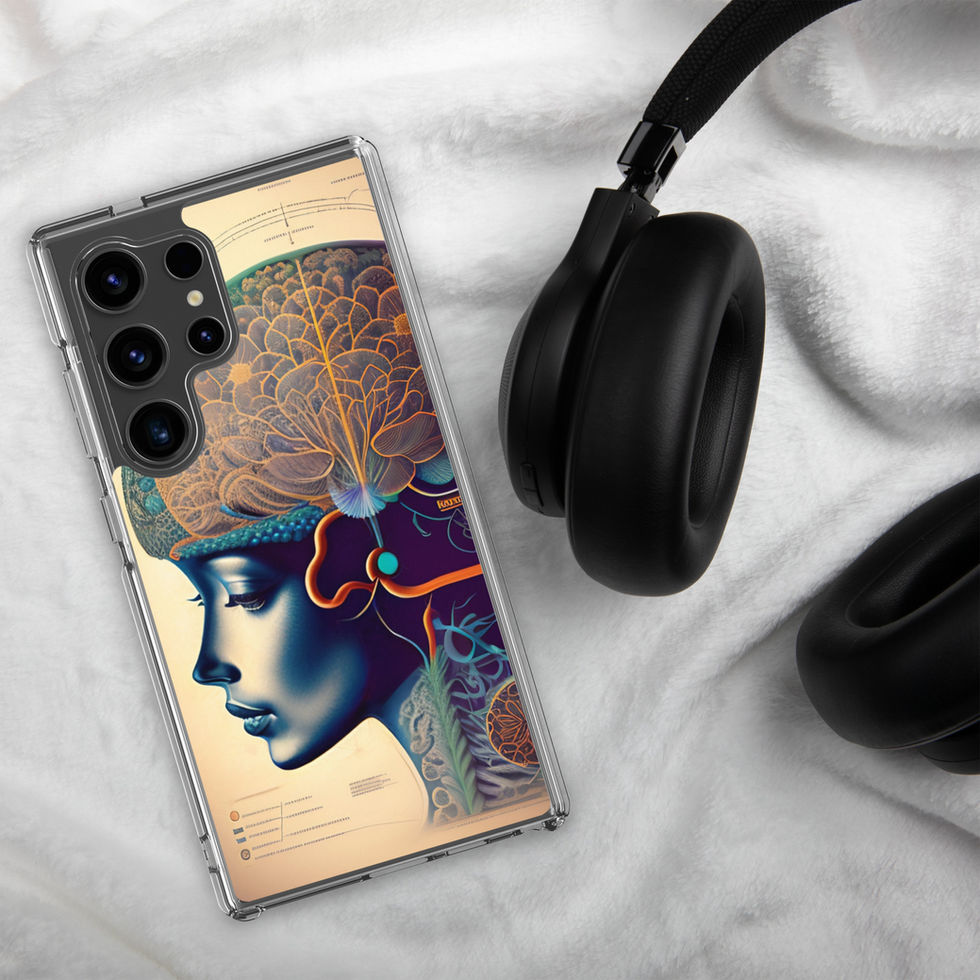 Flower Brain Samsung Clear Case featuring an imaginative fusion of human anatomy, floral growth and vintage scientific