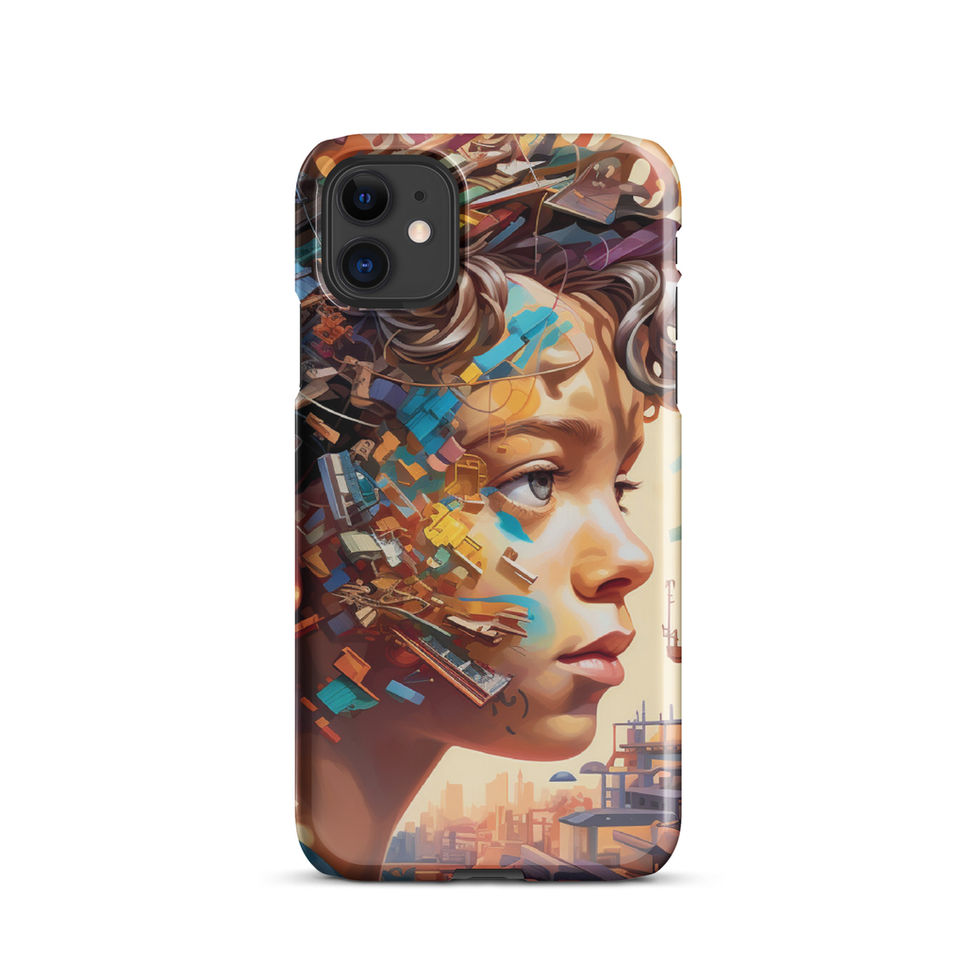 Constructed Dreams snap iPhone case with mechanical surreal artwork, rear view, image 2