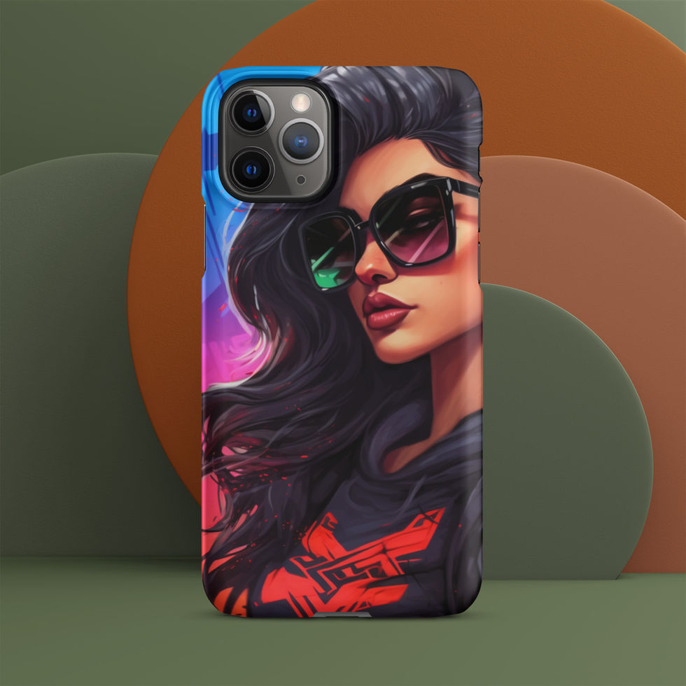 Midnight Edge iPhone Snap Case with purple-pink glow behind the portrait
