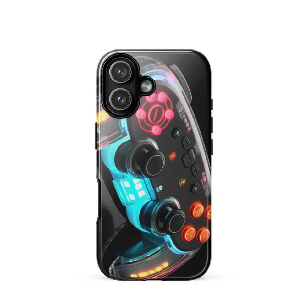Neon Cyber Controller dual-layer tough case for iPhone 11 Pro Max, front view with vivid arcade artwork, image 1