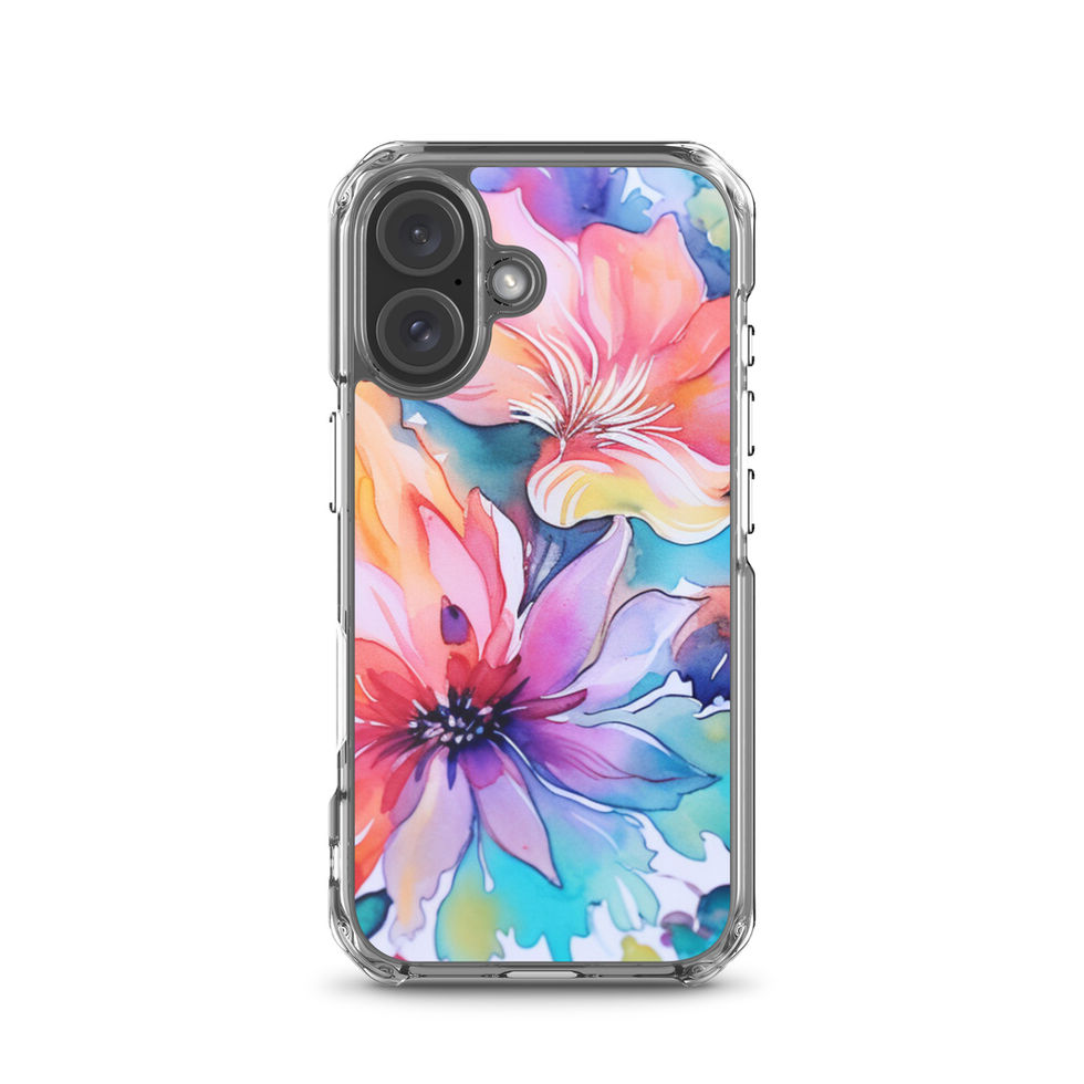 Wild Bloom Whispers Clear Case for iPhone, colourful floral close-up view 45