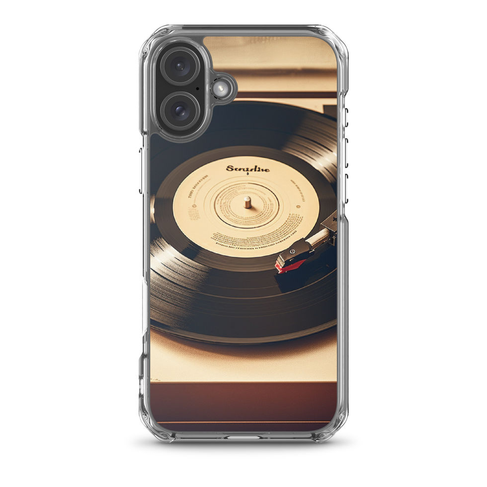 Golden Grooves clear iPhone case dark lifestyle image highlighting the gold palette, image 40.