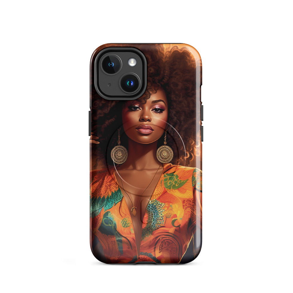 Built-in magnetic ring supports accessories beneath vivid portrait artwork