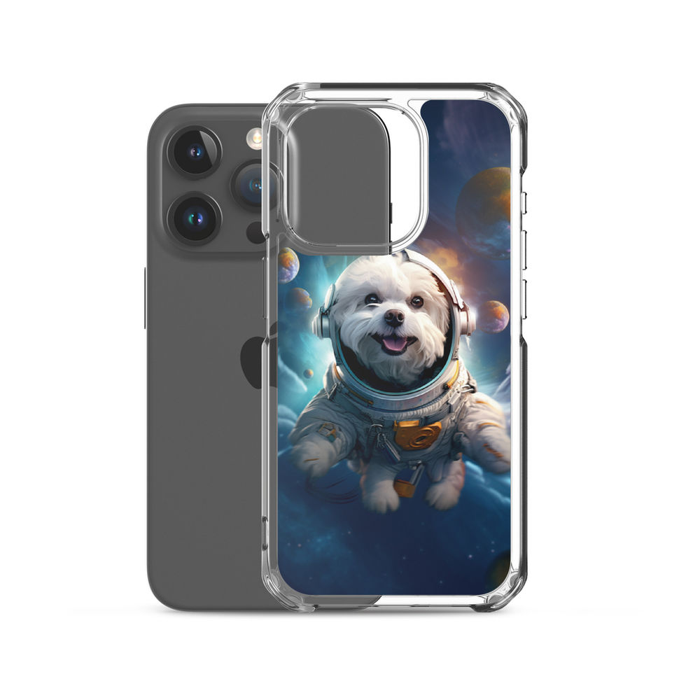 Galactic Voyager cosmic dog iPhone clear case — case edge profile 37