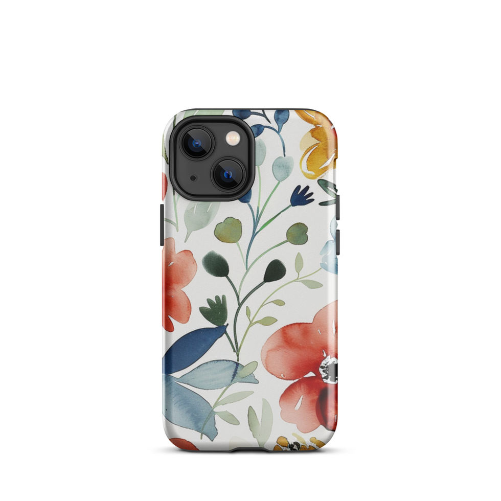 Watercolour Bloom tough case for iPhone 13, protective orange-and-green floral painting, image 9