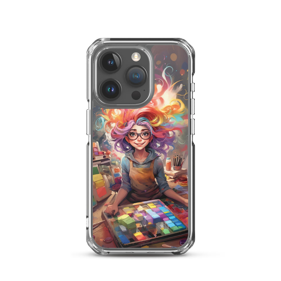 Creative Sparks colourful neon portrait on clear iPhone case — gallery view 36