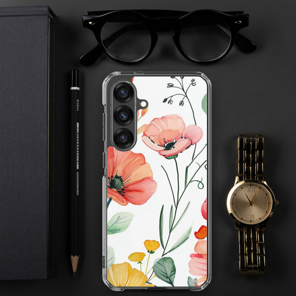 Petal Blush clear Samsung case, top edge 28