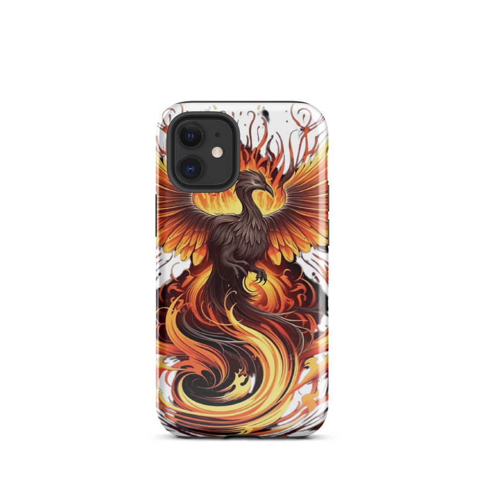 Rising eagle-mockup-05 showing Inferno Rise artwork on an iPhone tough phone case
