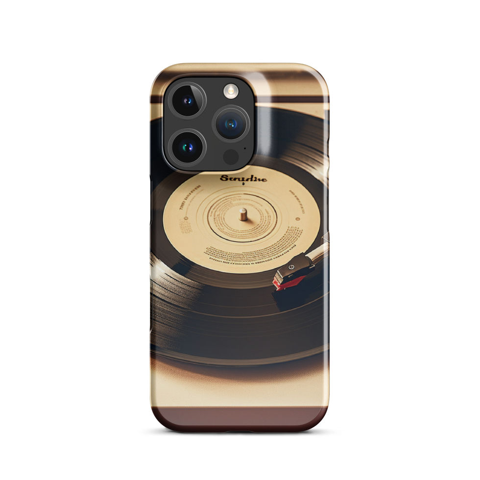 Golden Grooves slim iPhone Snap Case close view of the camera opening and music pattern, image 22.