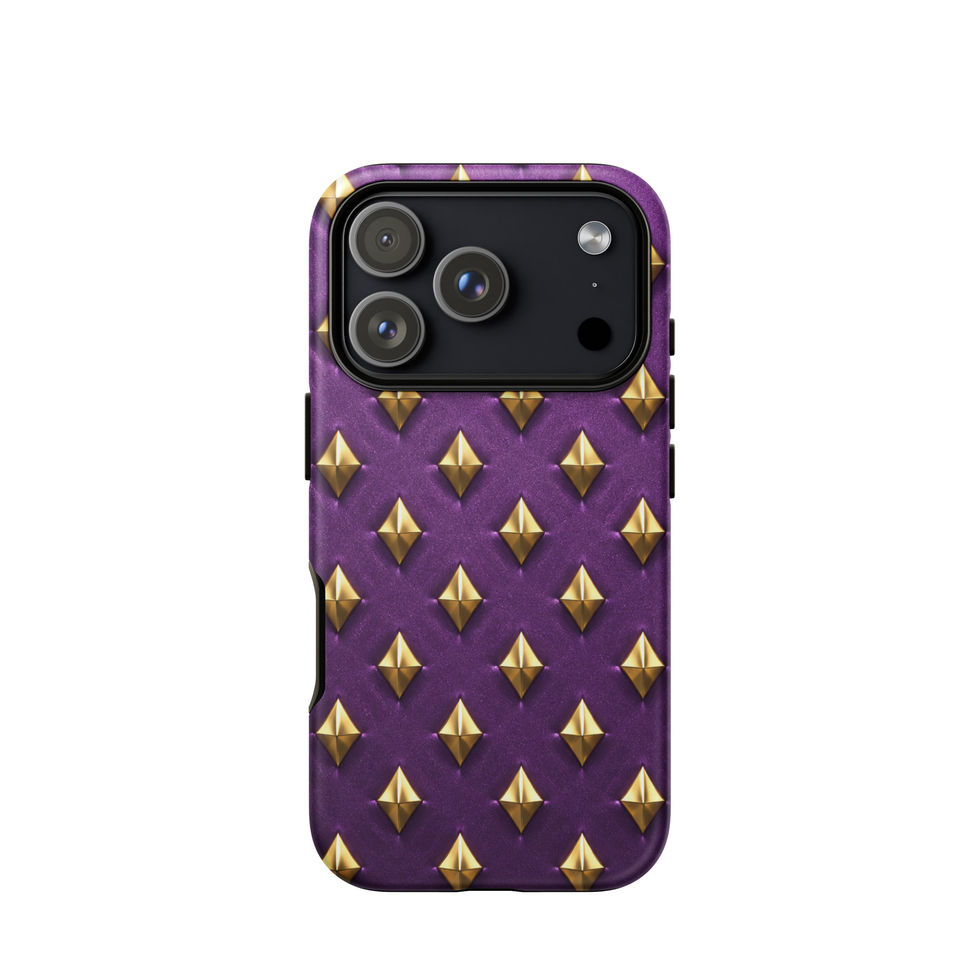 Amethyst Gold Diamonds tough case for iPhone 17 Pro, gold-look diamonds on amethyst purple