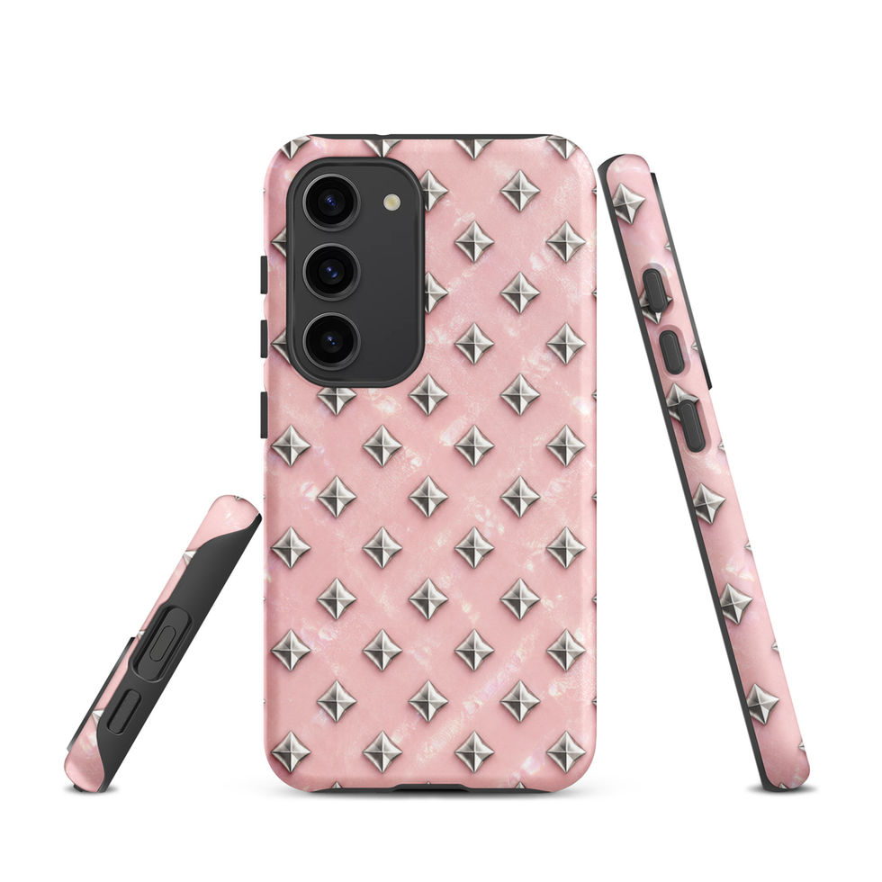 Blush Silver Diamonds tough case for Samsung Galaxy S23, silver-look diamonds on blush pink