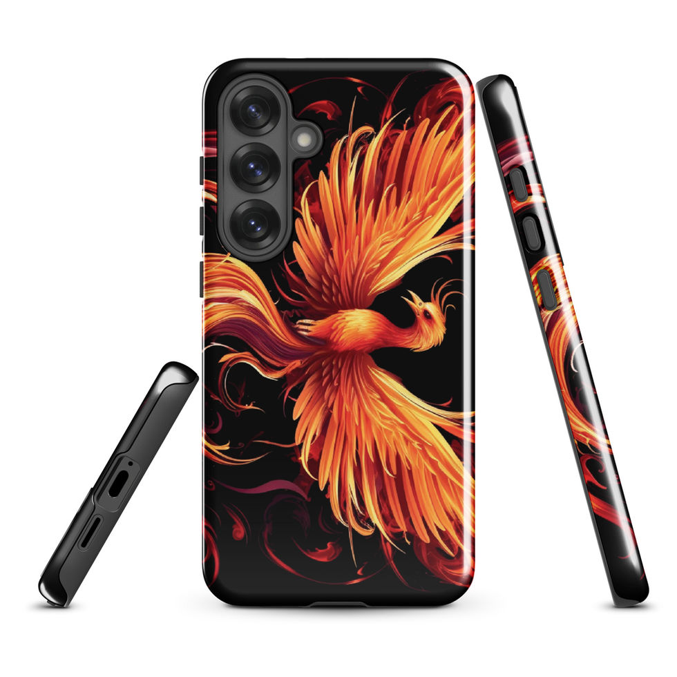 Majestic eagle-mockup-01 showing Inferno Majesty artwork on a Samsung tough phone case