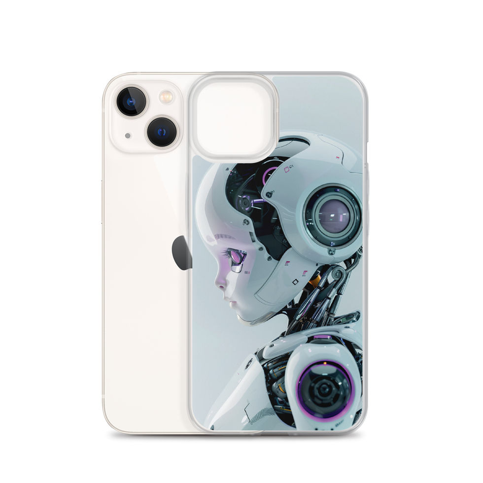 Protective iPhone case with an evolving futuristic robot profile