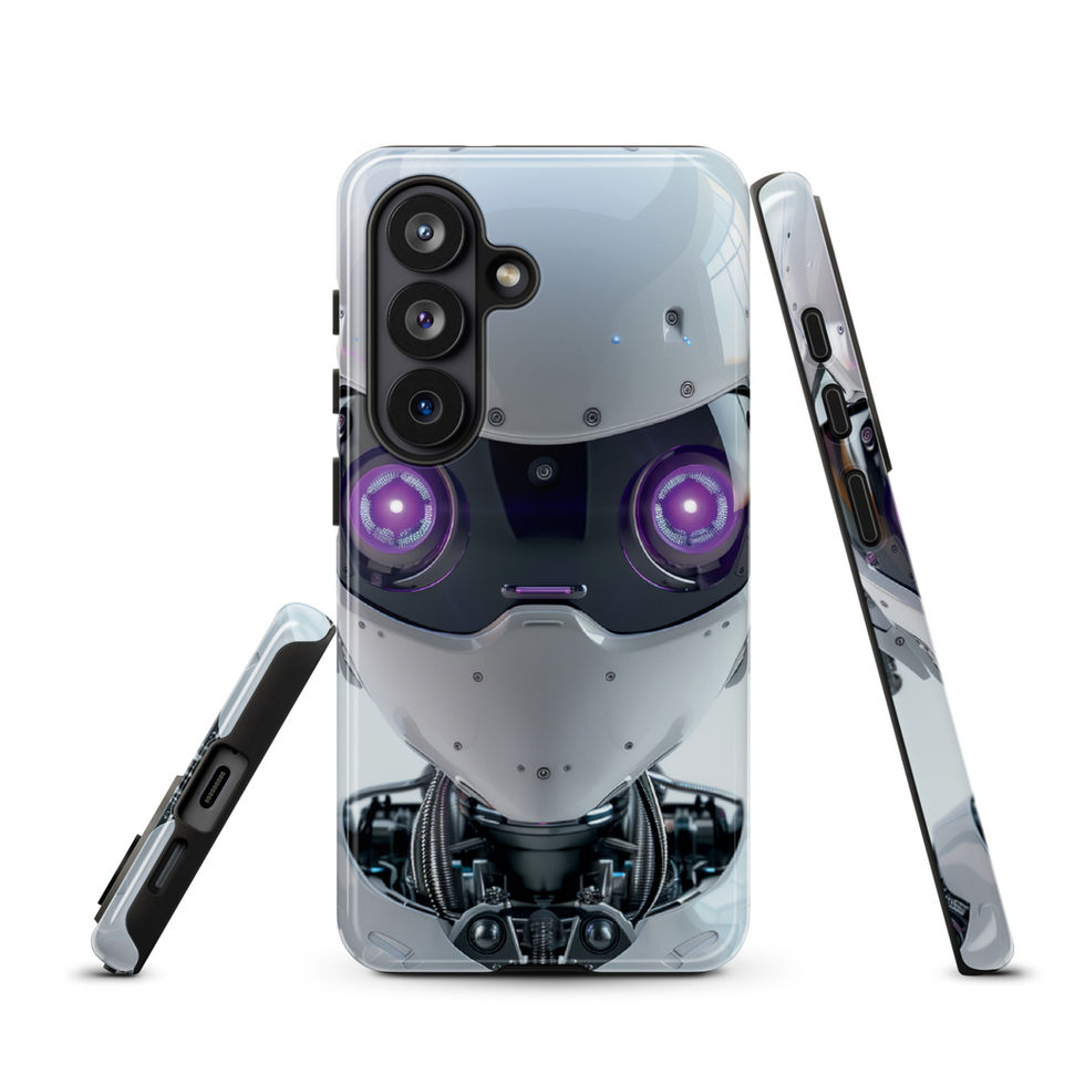Detailed sci-fi machine face on a impact-resistant Samsung shell lifestyle photo