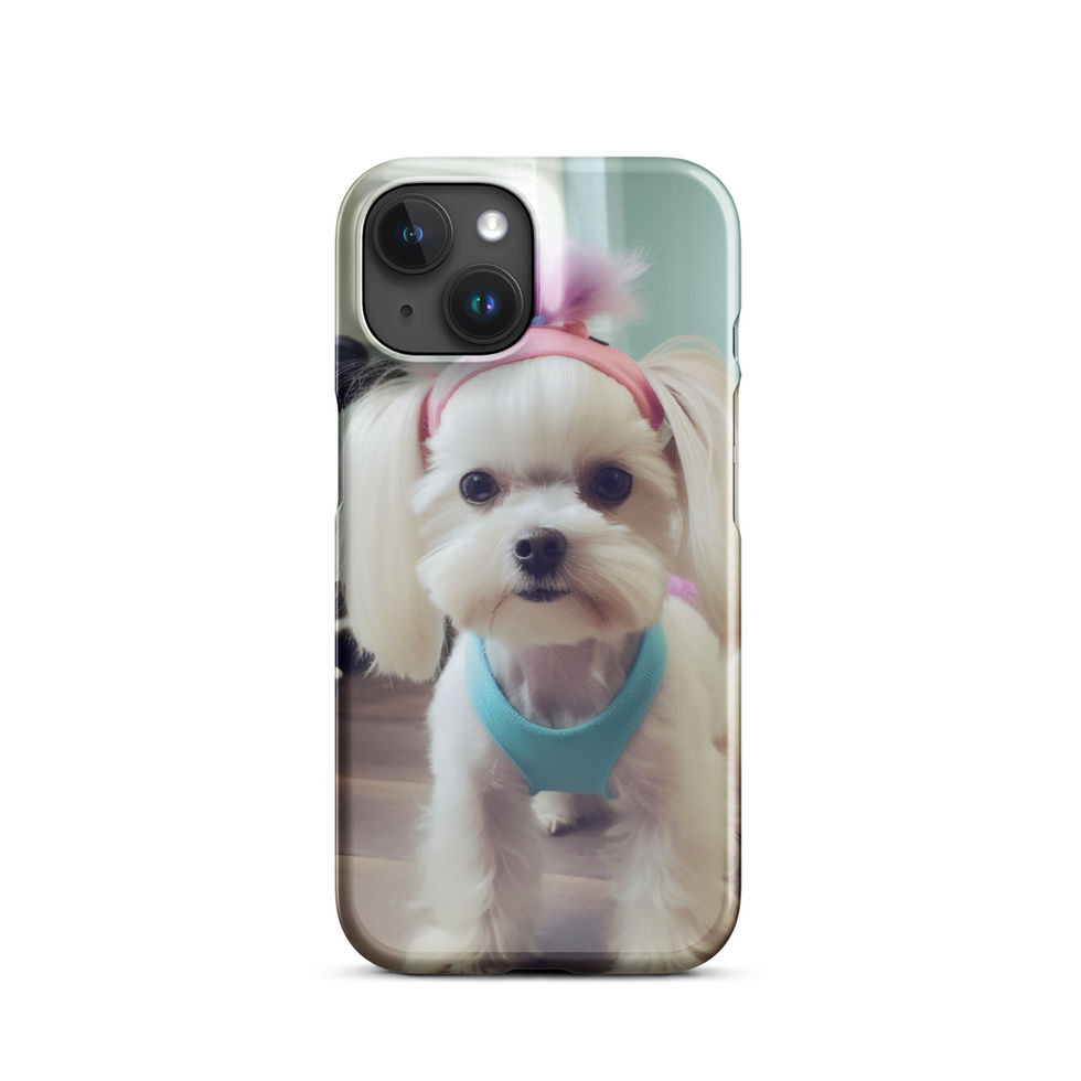 Fit Pup fitness dog iPhone snap case — camera-side detail in bright lifestyle scene