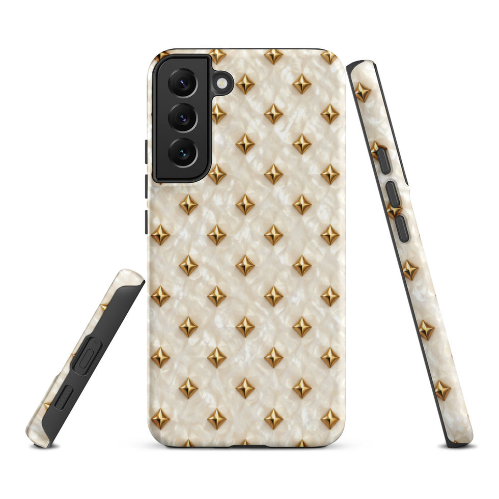 Champagne Pearl Diamonds tough case for Samsung Galaxy S22 Plus, gold-look diamonds on pearl cream