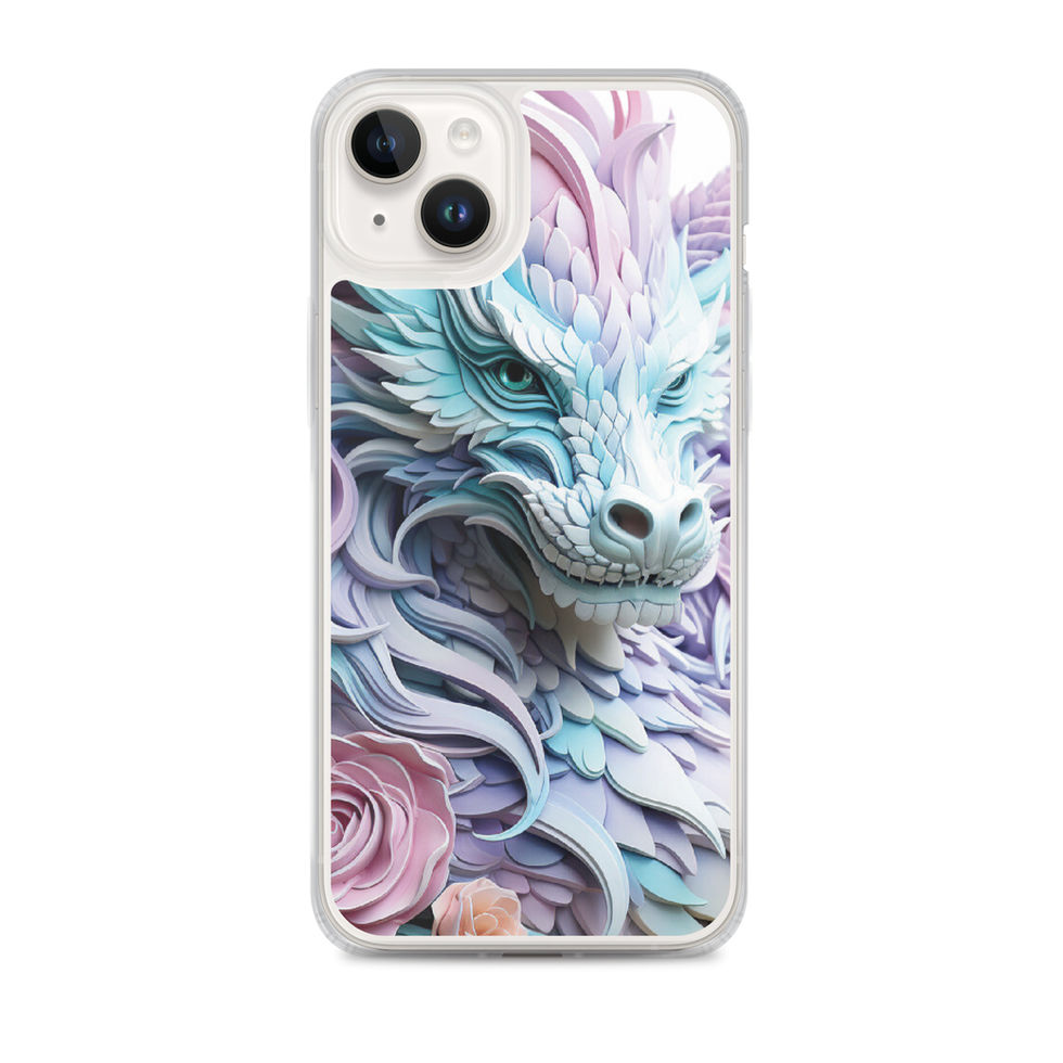 Serene Blossom Dragon floral dragon artwork on a clear iPhone case โ gallery view 24