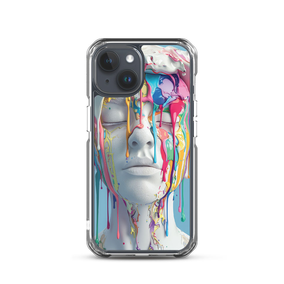 Chromatic Awakening clear iPhone case with vivid expressive portrait artwork, left angle, image 37
