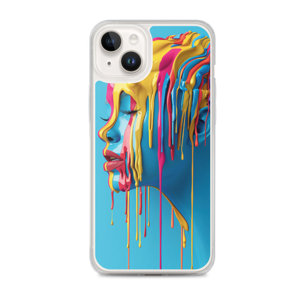 Melted Serenity clear case for iPhone with peaceful flowing portrait art, side profile, preview 24