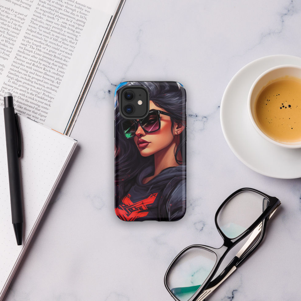 Midnight Edge iPhone Tough Case with long dark hair over the shoulders