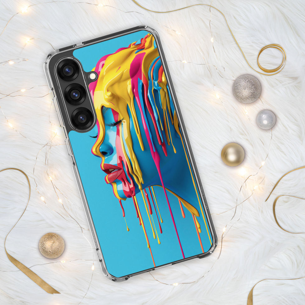 Melted Serenity clear case for Samsung with calm surreal portrait artwork, angled profile, preview 10