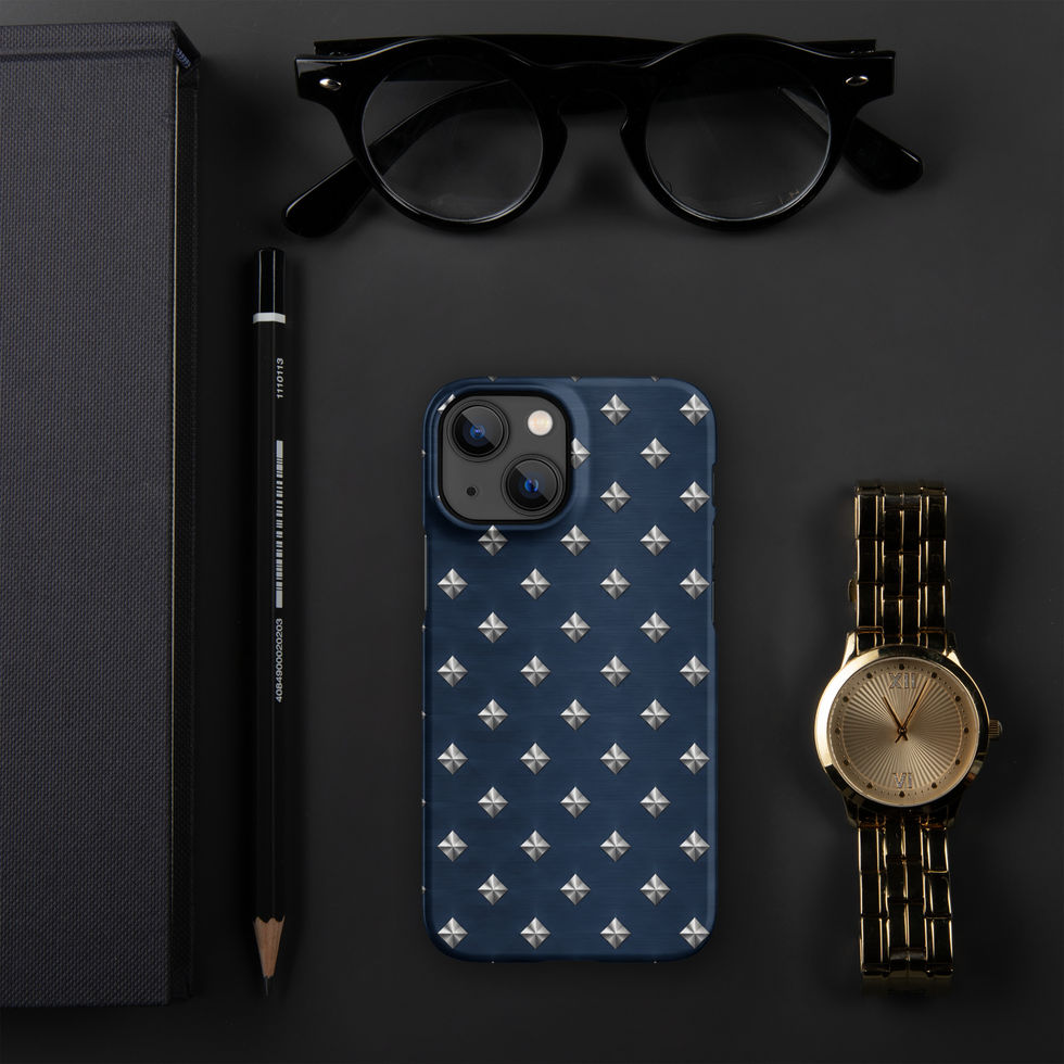 Midnight Silver Diamonds snap case for iPhone 13 Mini, silver-look diamonds on navy blue
