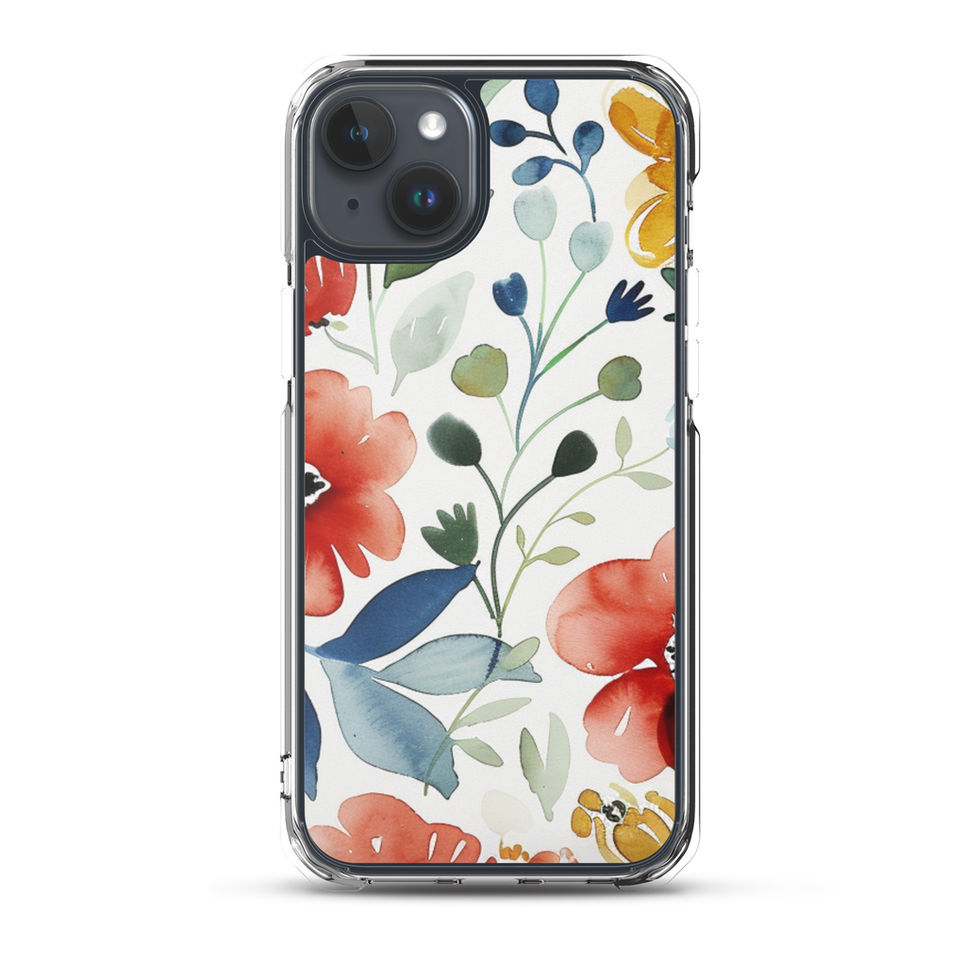Watercolour Bloom clear case for iPhone 12 Mini, vibrant orange-and-green floral painting, image 31