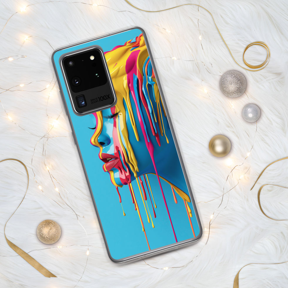 Melted Serenity clear case for Samsung with calm surreal portrait artwork, close-up artwork detail, preview 3