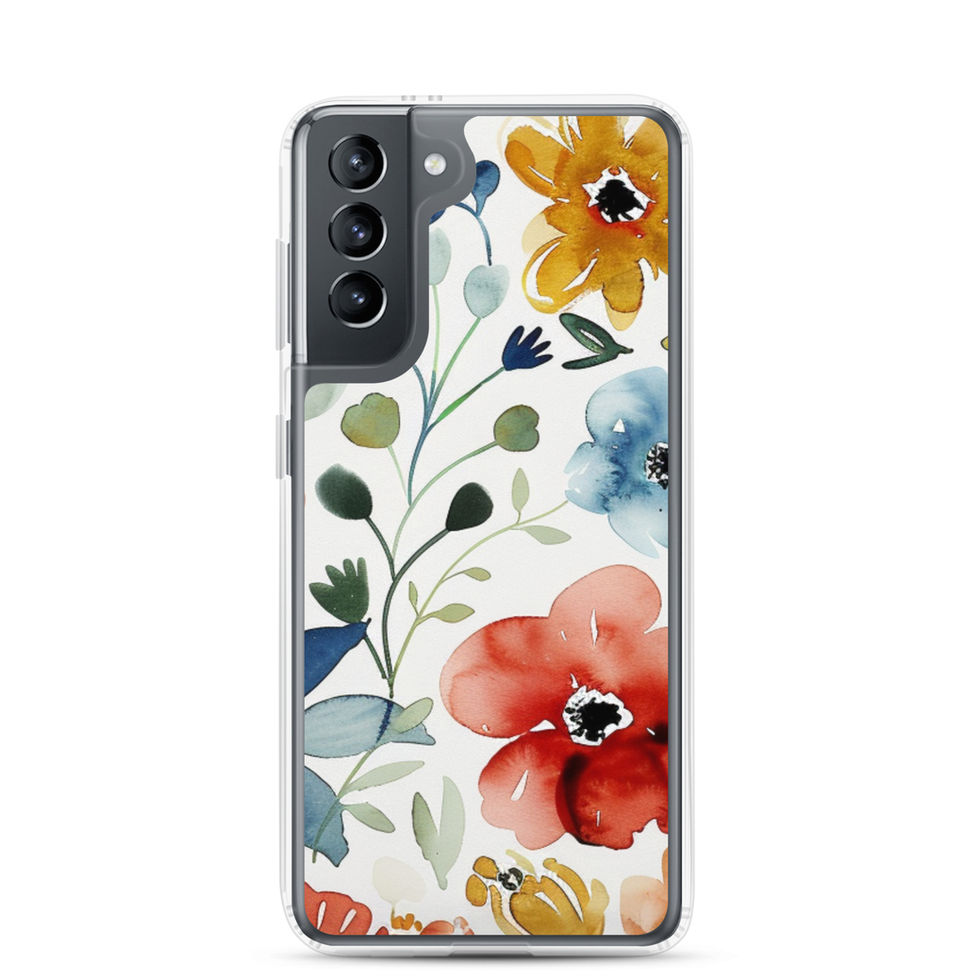 Watercolour Bloom clear case for Samsung Galaxy S23 Plus, orange floral brushwork, image 10