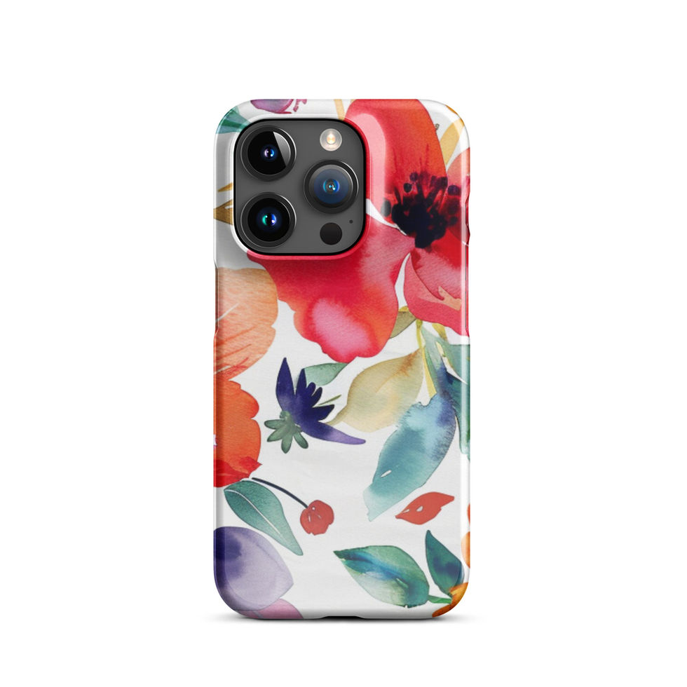 Pastel Petal Drift slim snap case for iPhone 15 Pro Max with soft pink flowers and green botanical details