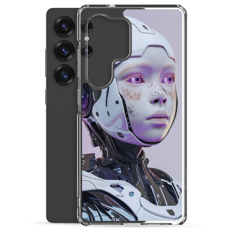 Samsung Galaxy S21 Plus clear case mockup with polished android portrait
