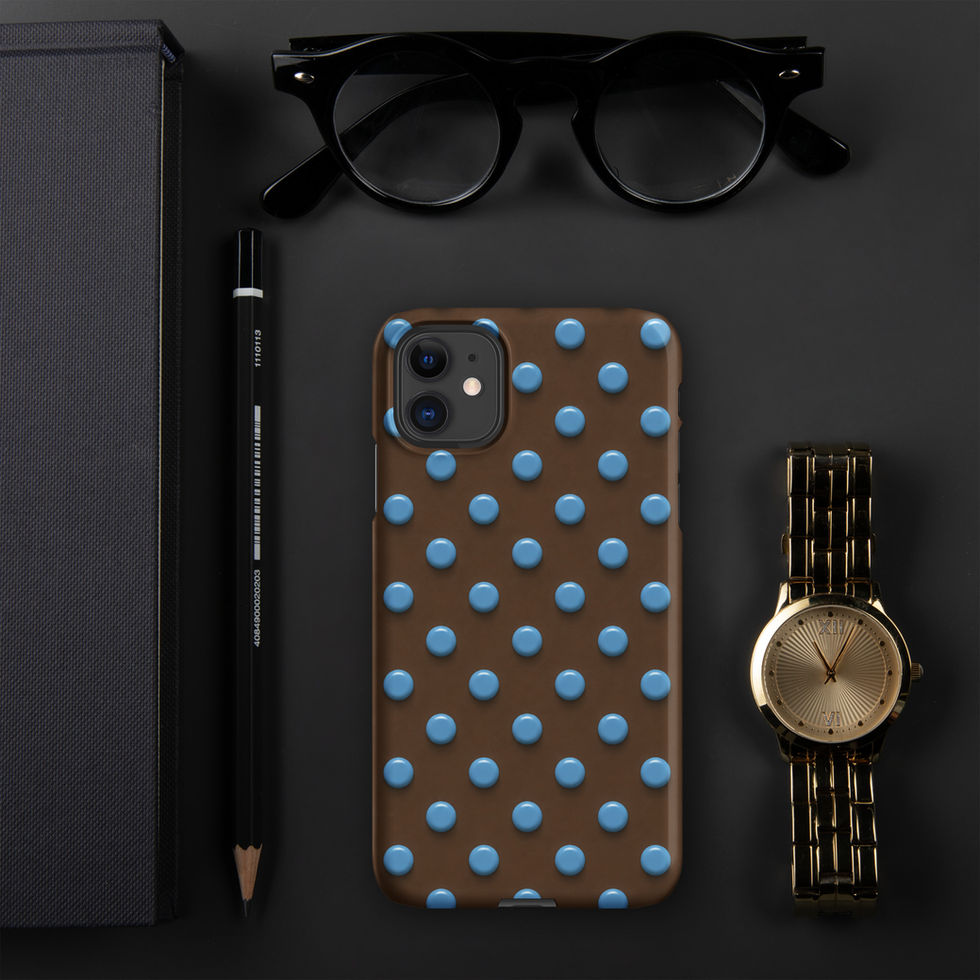 Cocoa Sky Dots snap case for iPhone 11, sky blue dots on cocoa brown
